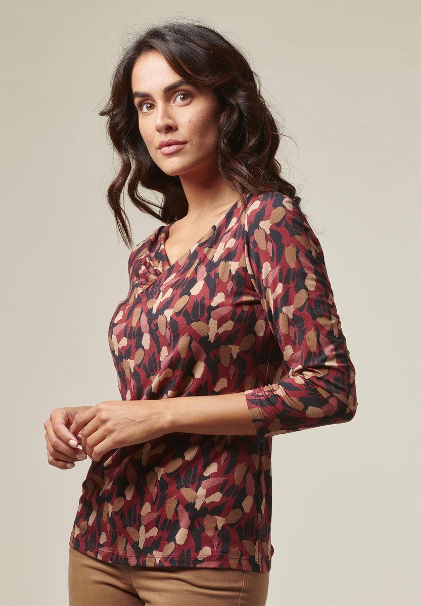 Angelico Blusa vinaccia-beige fantasia foliage Saldi Di Fabbrica