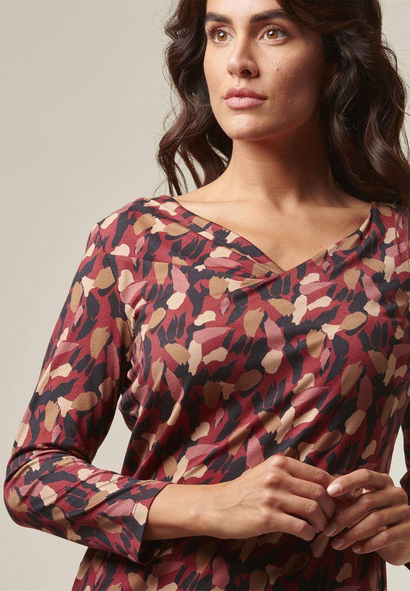 Angelico Blusa vinaccia-beige fantasia foliage Saldi Di Fabbrica