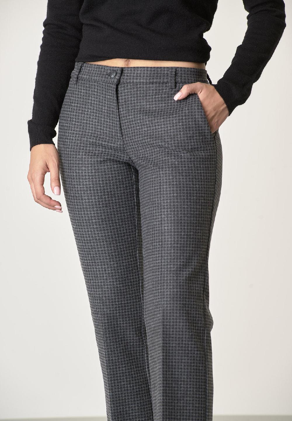 Angelico Pantalone grigio scuro fantasia rombi con risvolto In Saldo