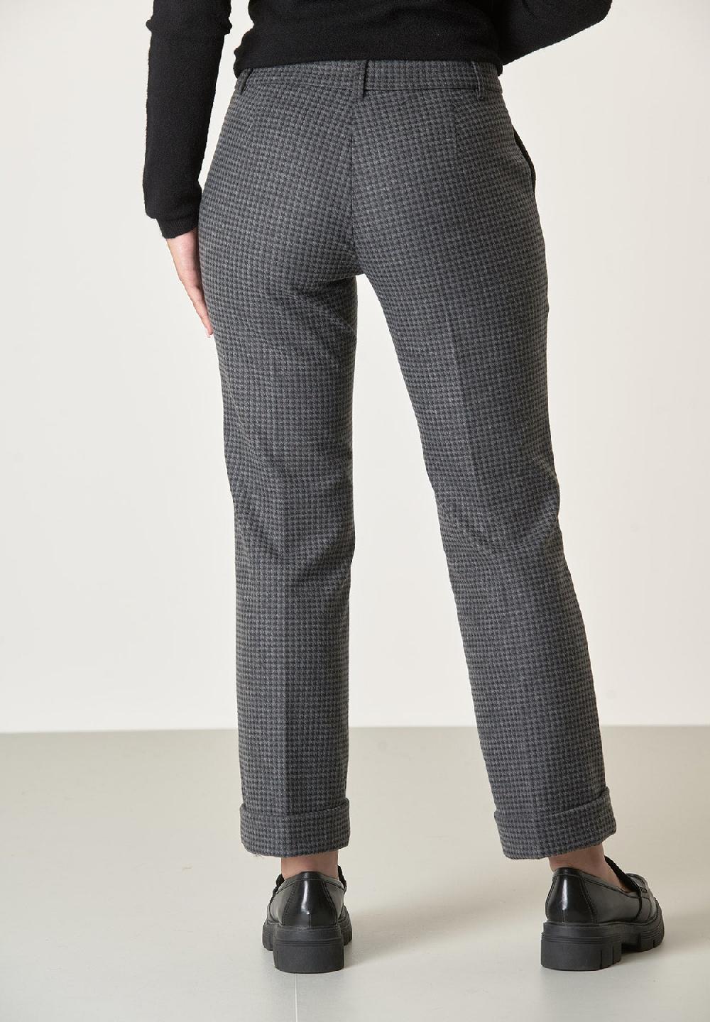 Angelico Pantalone grigio scuro fantasia rombi con risvolto In Saldo