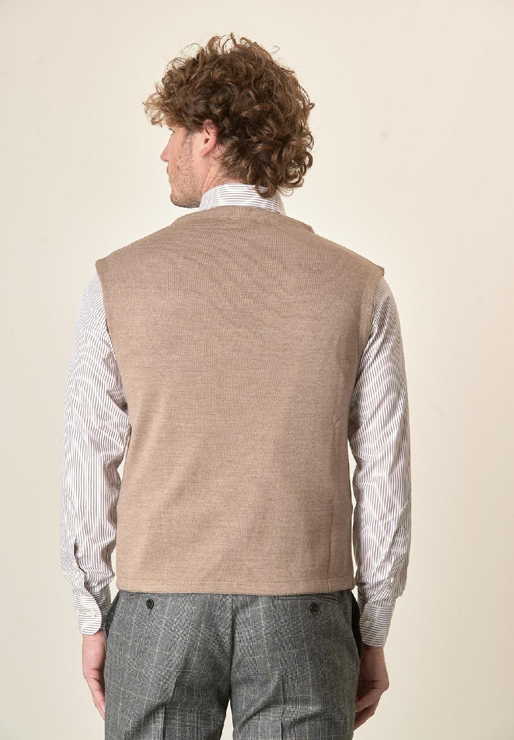 Angelico Gilet beige doppiopetto misto lana 2025