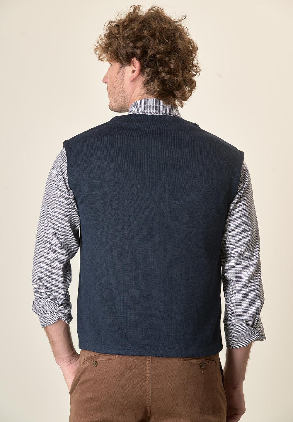 Angelico Gilet blu doppiopetto misto lana In Linea