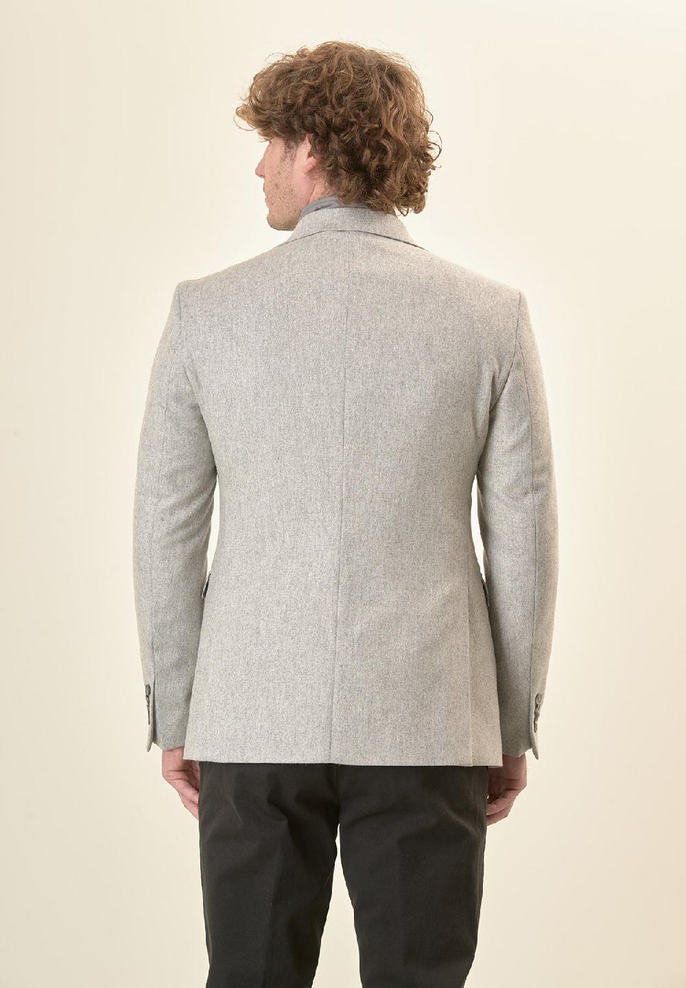 Angelico Giacca grigio chiaro pettorina misto lana custom fit Nuovo