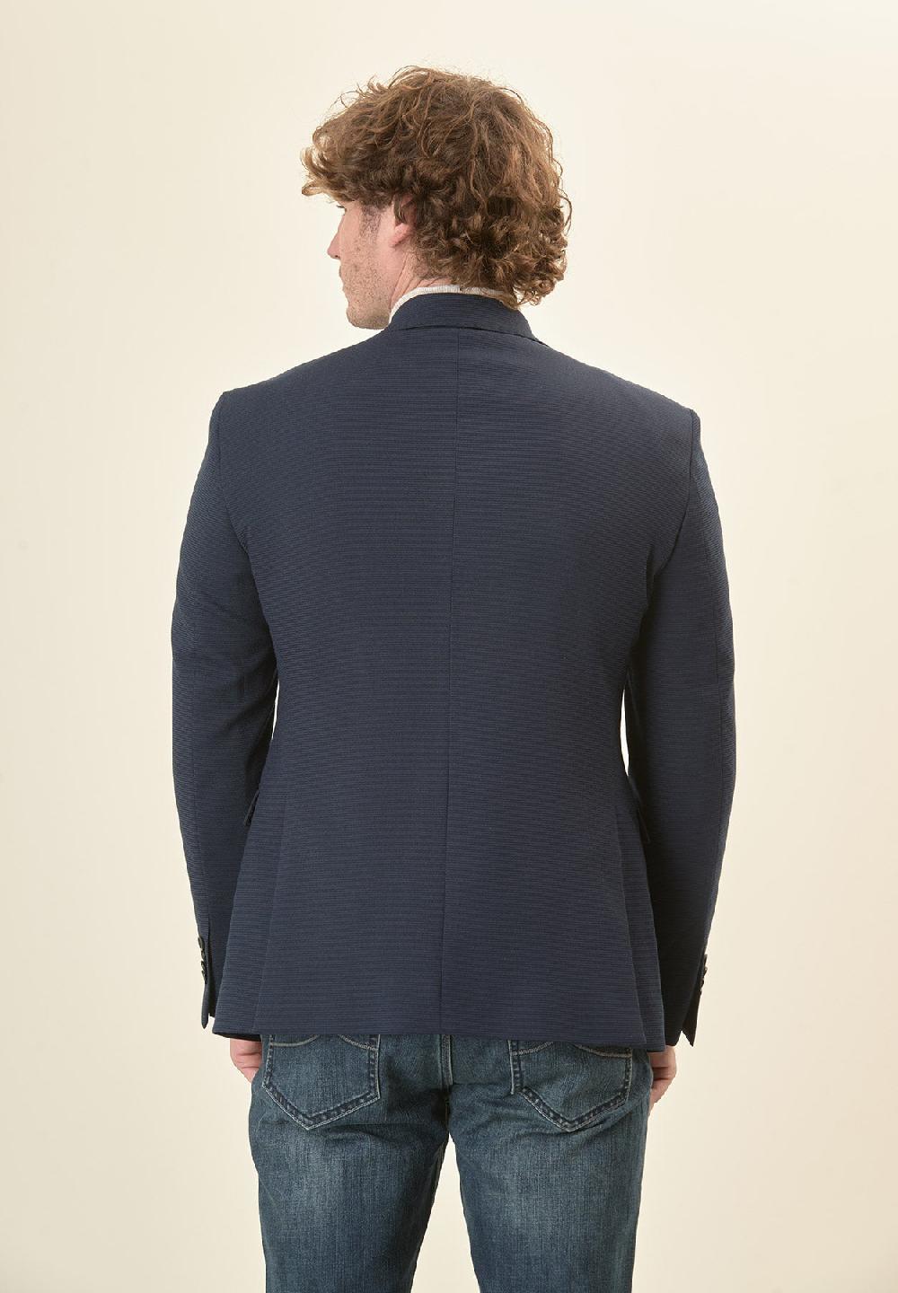 Angelico Giacca blu jersey armaturato custom fit Spedizione Gratuita