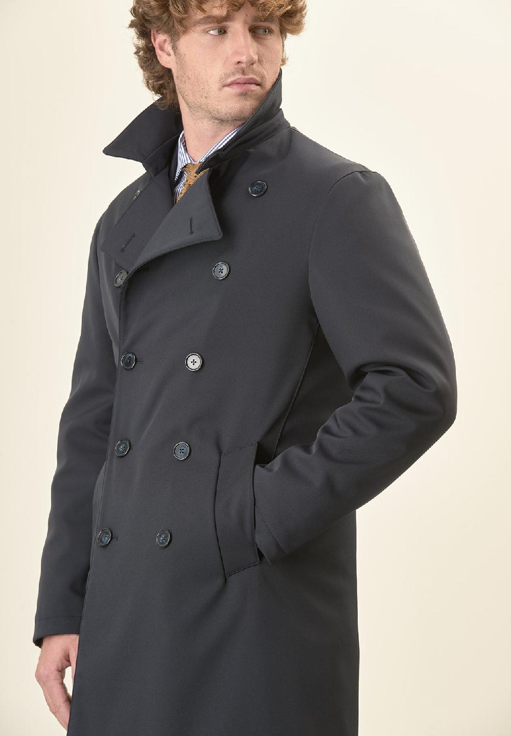 Angelico Trench blu doppiopetto con cintura Pezzi Unici