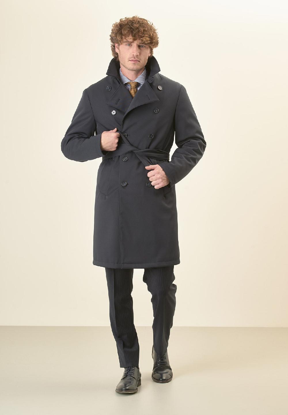 Angelico Trench blu doppiopetto con cintura Pezzi Unici