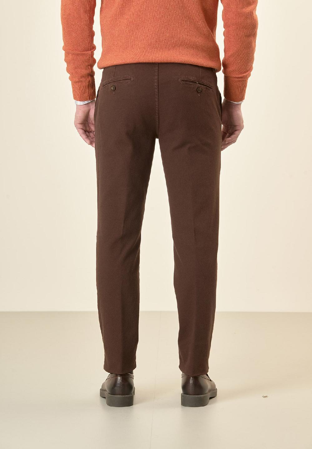 Angelico Pantalone marrone microstruttura cotone stretch slim fit Fino Al -60%