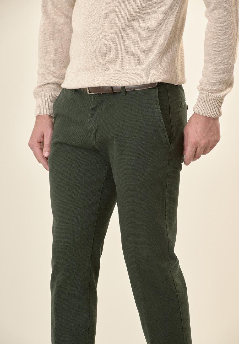 Angelico Pantalone verde microstruttura cotone stretch slim fit Affare Del Giorno