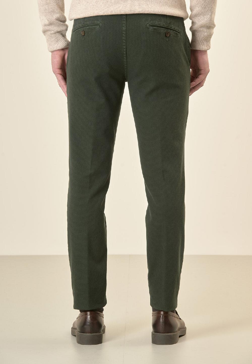 Angelico Pantalone verde microstruttura cotone stretch slim fit Affare Del Giorno