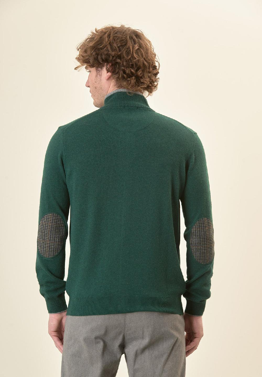 Angelico Giacca zip verde toppe misto cashmere Prezzo Ridotto