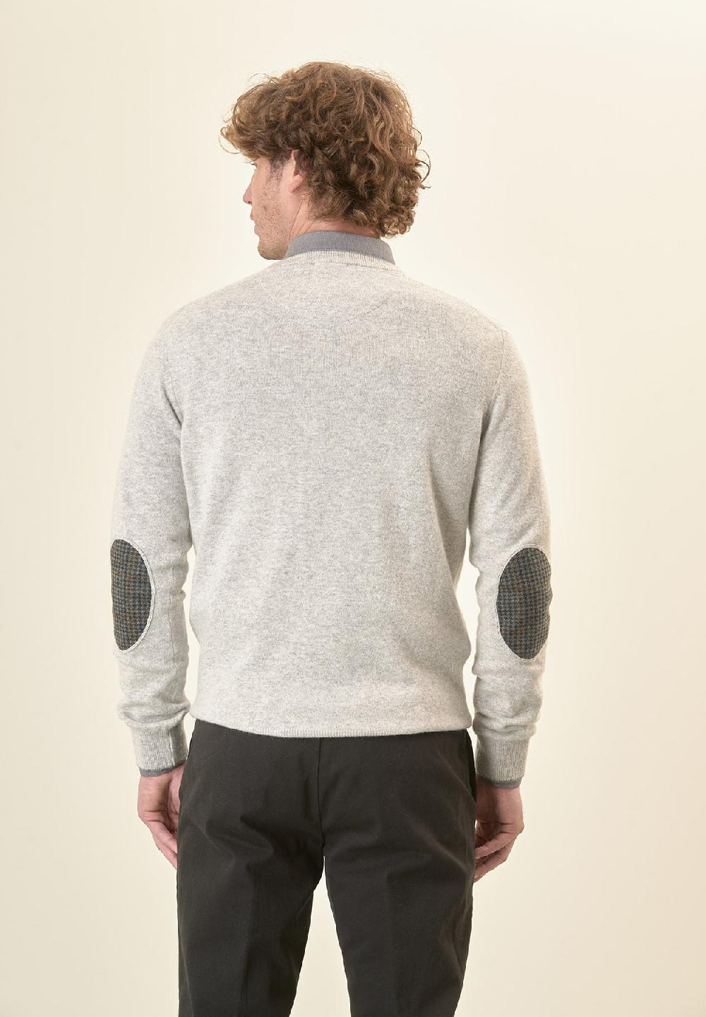 Angelico Scollo V grigio chiaro militare toppe Presa
