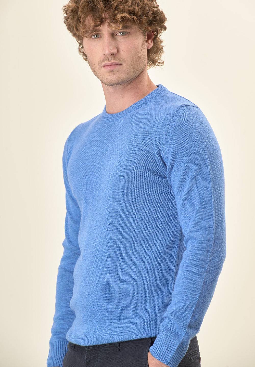 Angelico Girocollo azzurro misto cashmere In Vendita