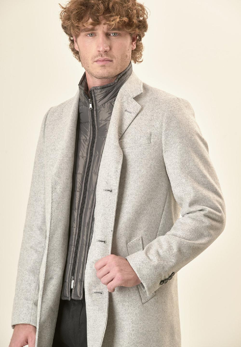 Angelico Cappotto grigio misto cashmere resca pettorina staccabile In Linea