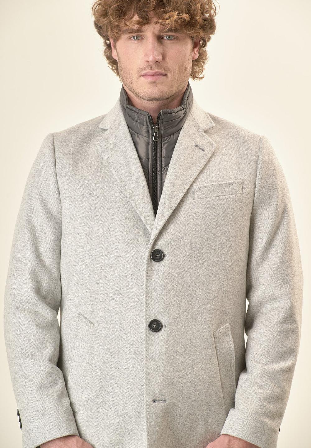 Angelico Cappotto grigio misto cashmere resca pettorina staccabile In Linea
