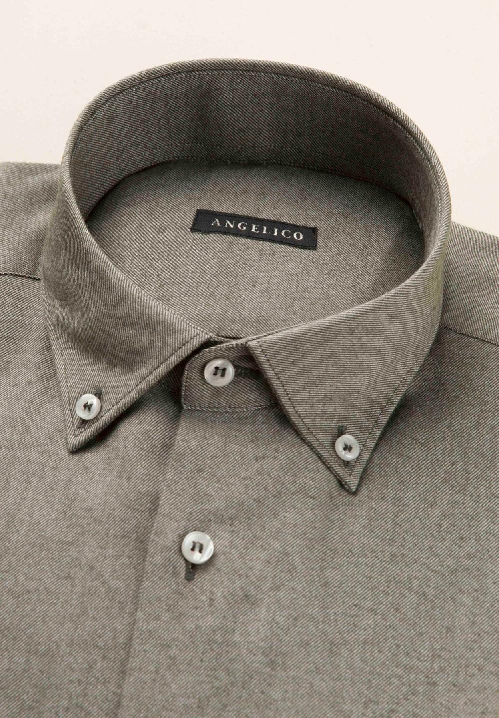 Angelico Camicia verde flanella cotone regular fit Vendite Flash