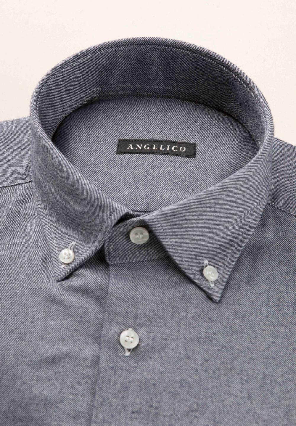 Angelico Camicia blu flanella taschino cotone regular fit Negozio