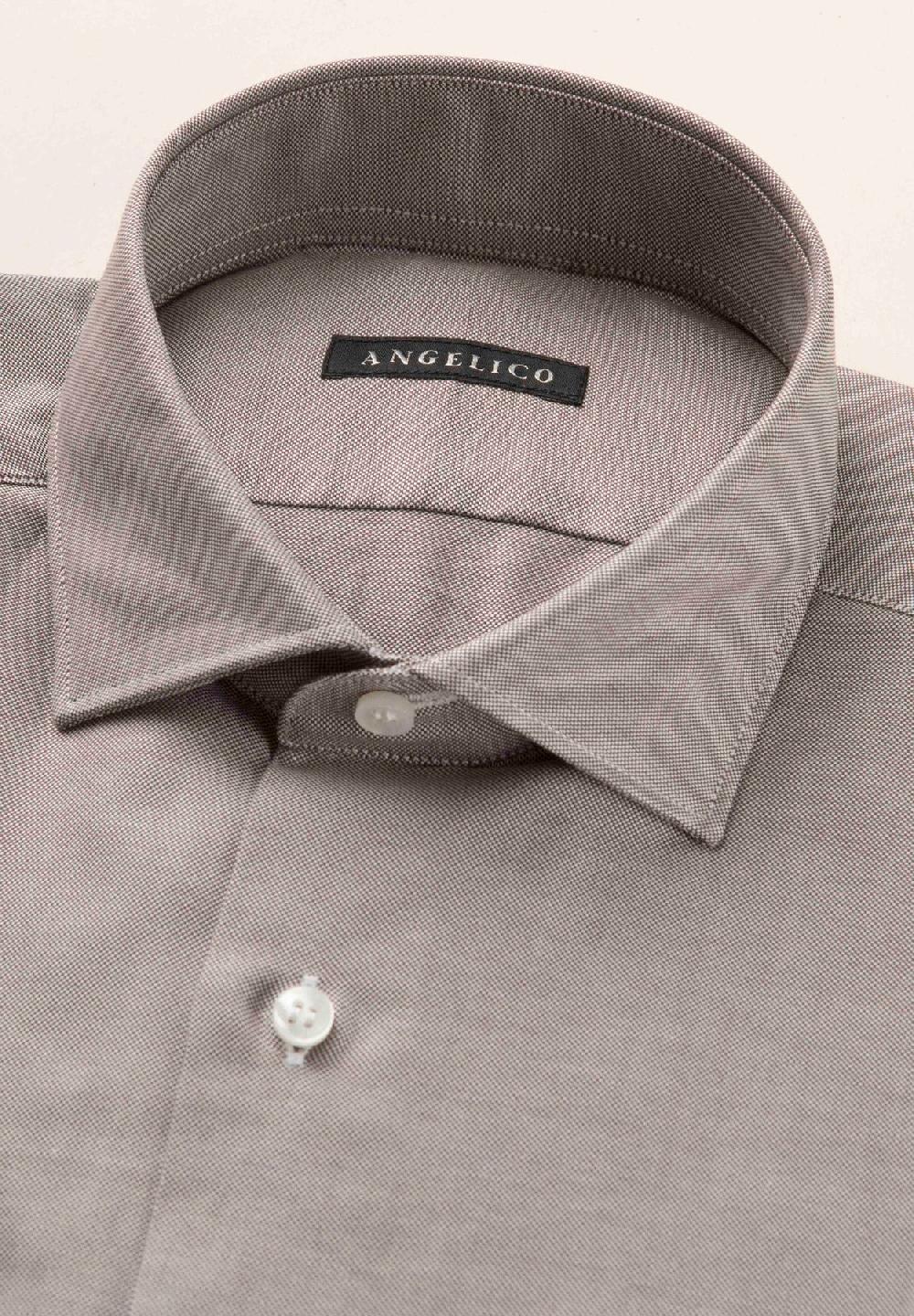 Angelico Camicia marrone oxford cotone slim fit Nuova