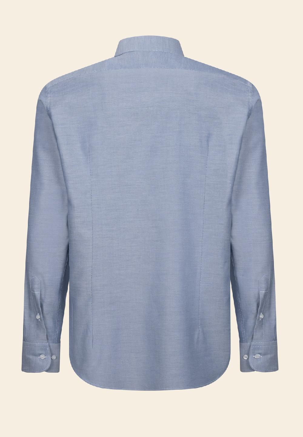 Angelico Camicia blu oxford cotone slim fit Moda