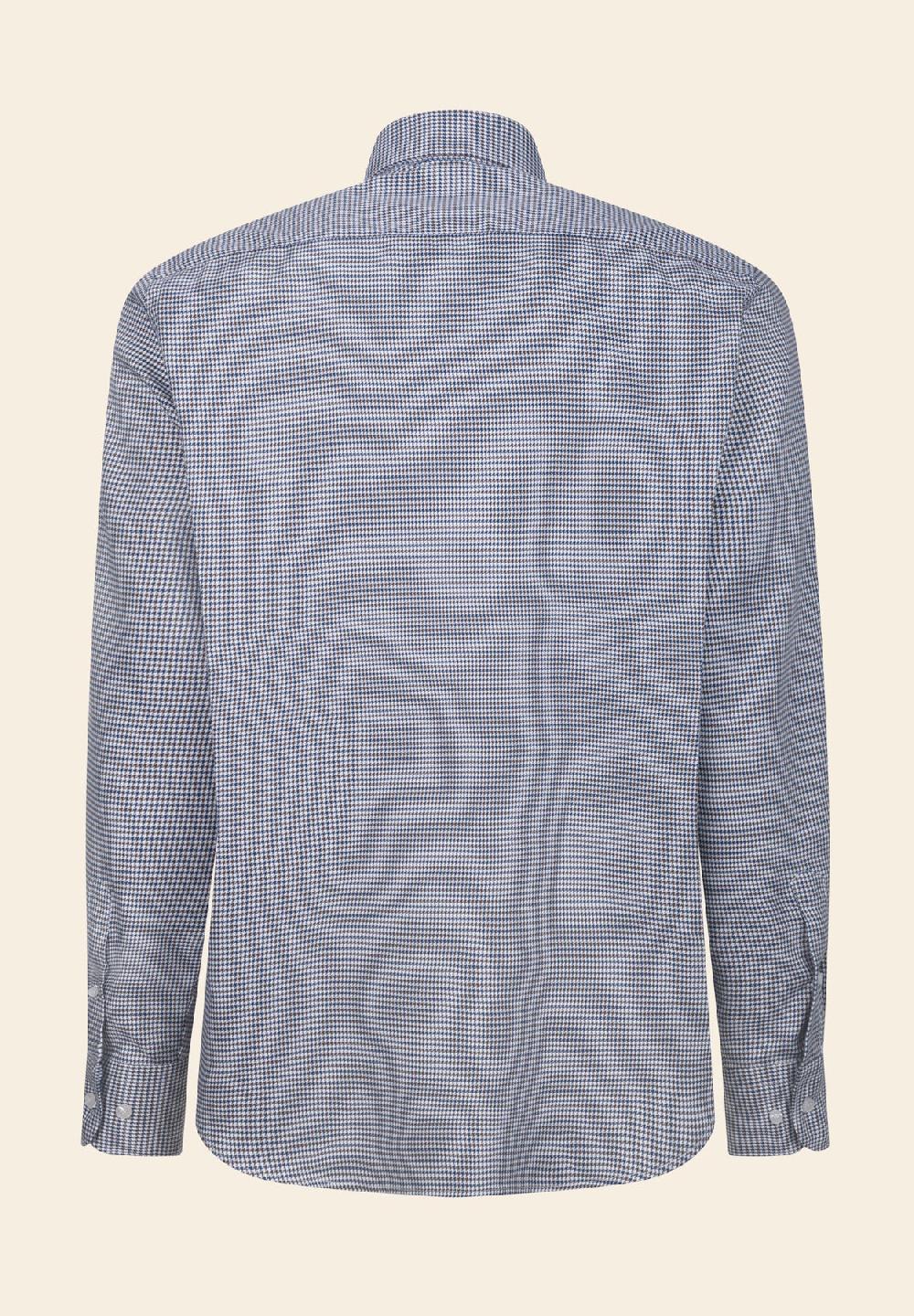 Angelico Camicia blu marrone pied de poulè cotone regular fit 2025