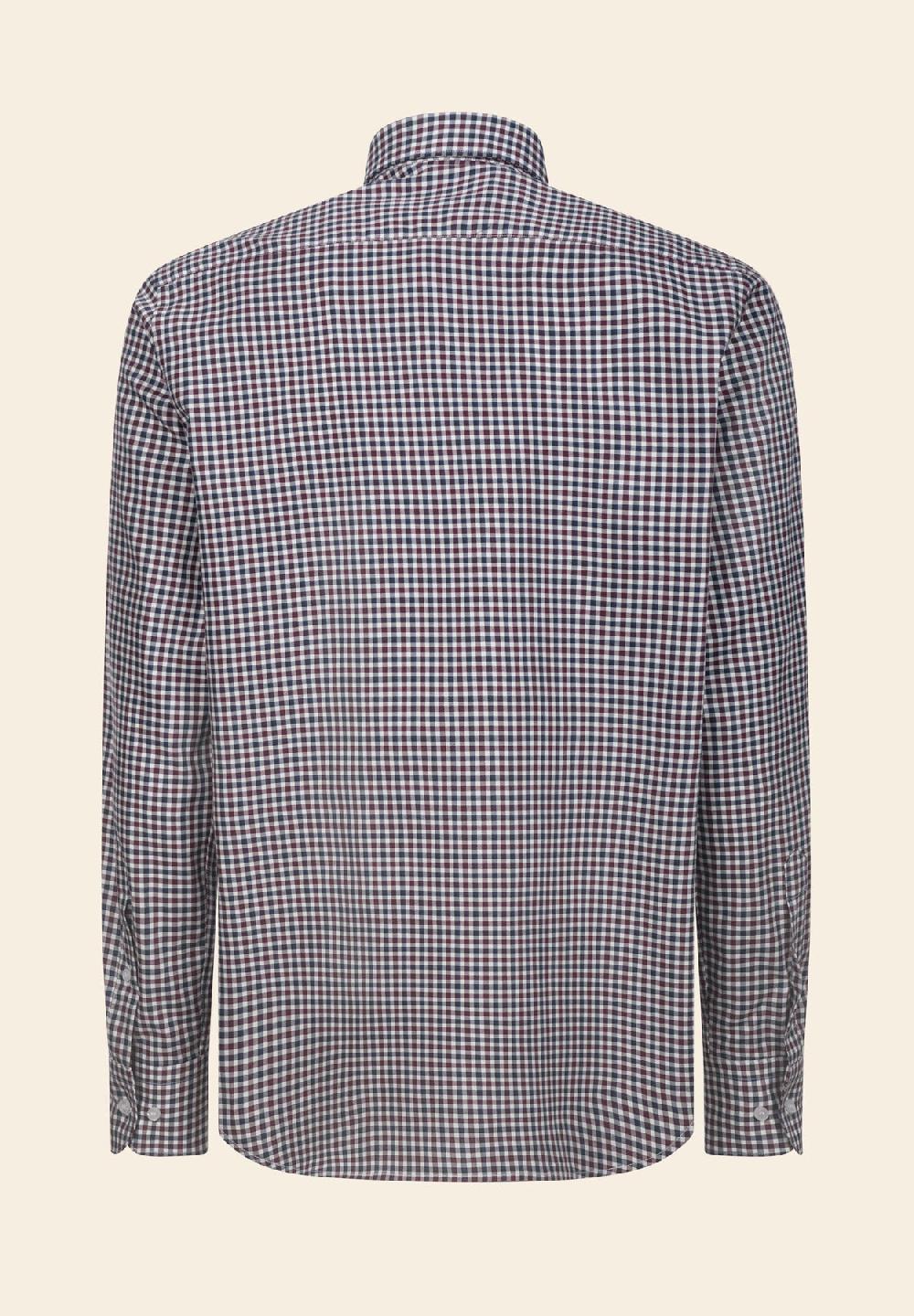 Angelico Camicia blu bordeaux quadretto cotone regular fit Italy