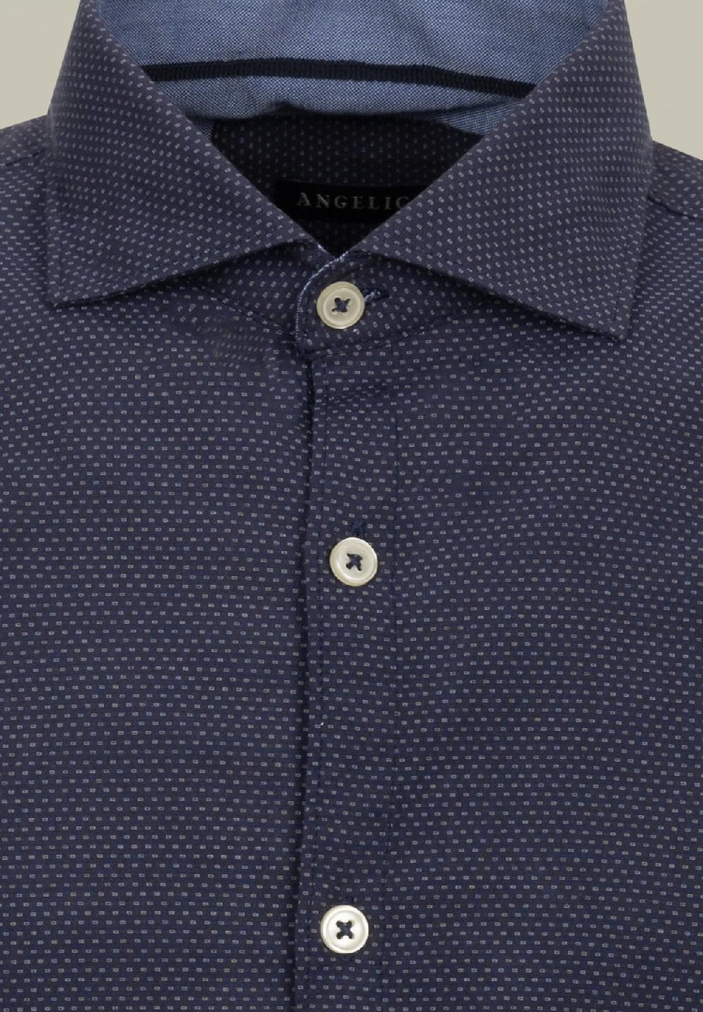 Angelico Camicia blu microdisegno jaquard regular fit Spedizione Gratuita