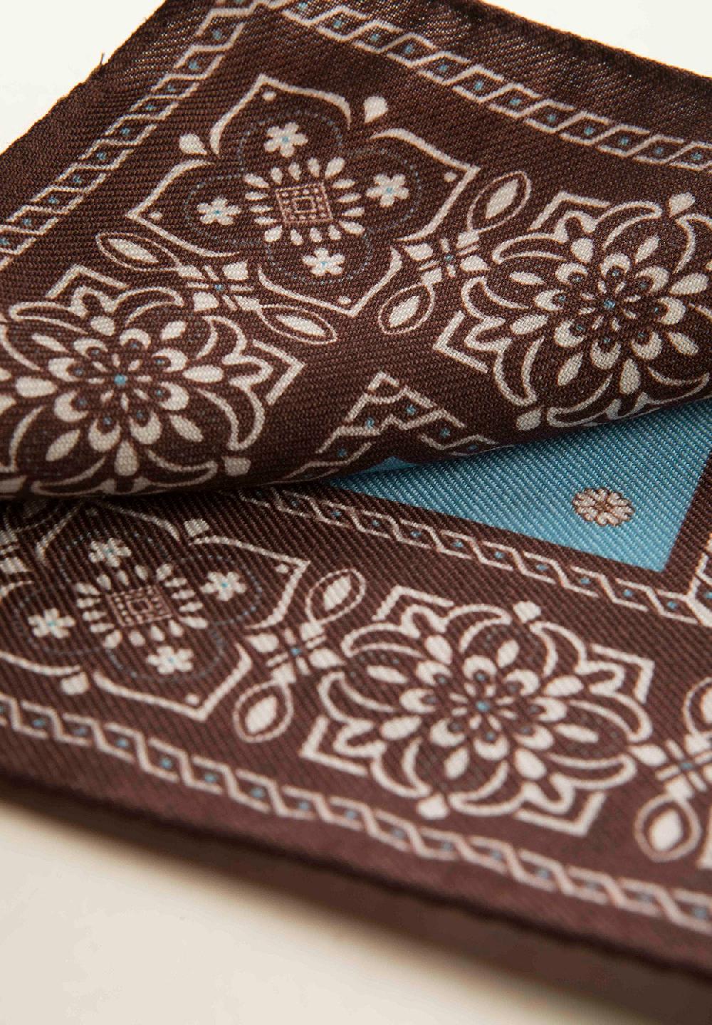 Angelico Pochette moro celeste fantasia fiorata lana Negozi Online
