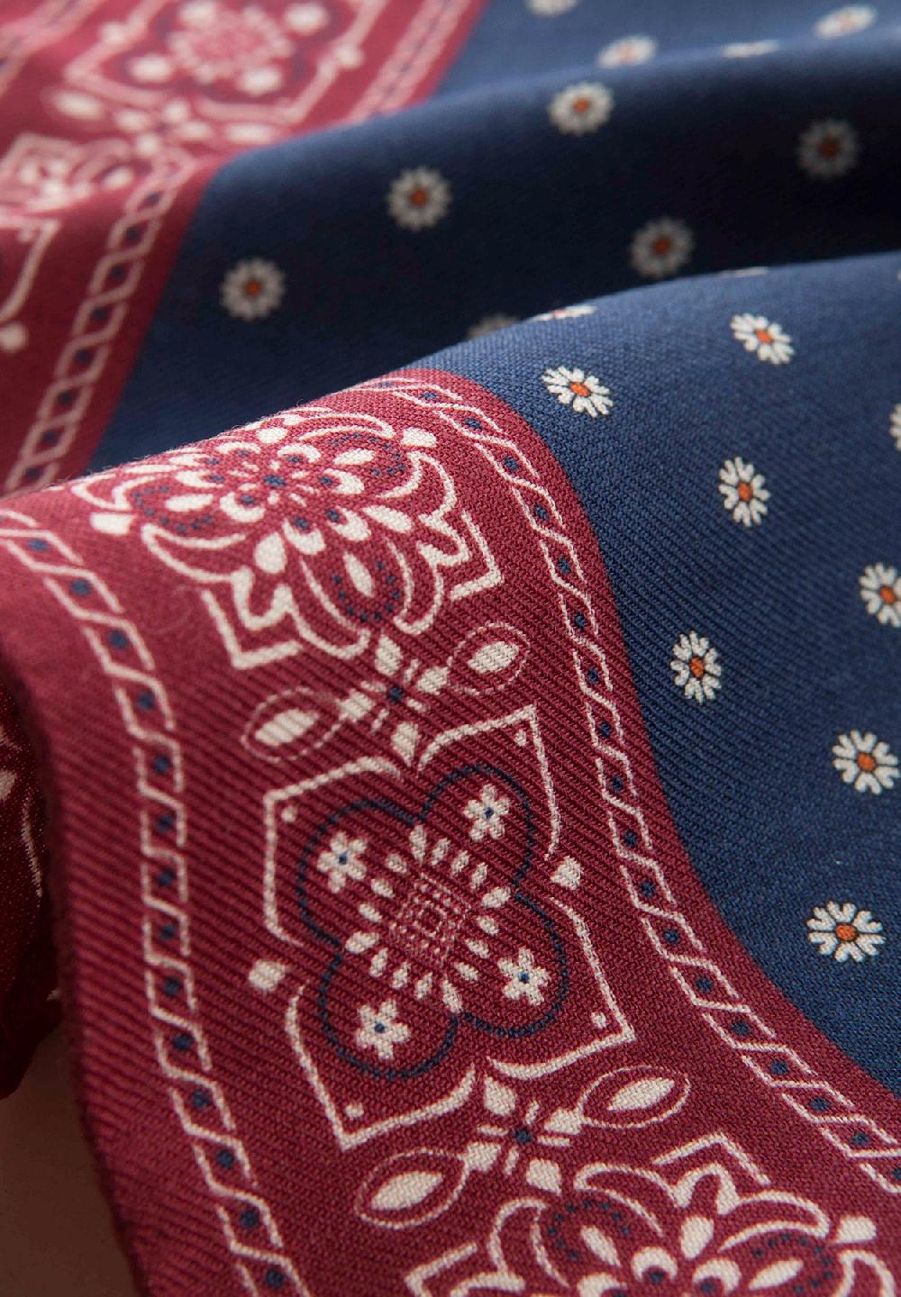 Angelico Pochette blu bordeaux fantasia fiorata lana Acquista Ora
