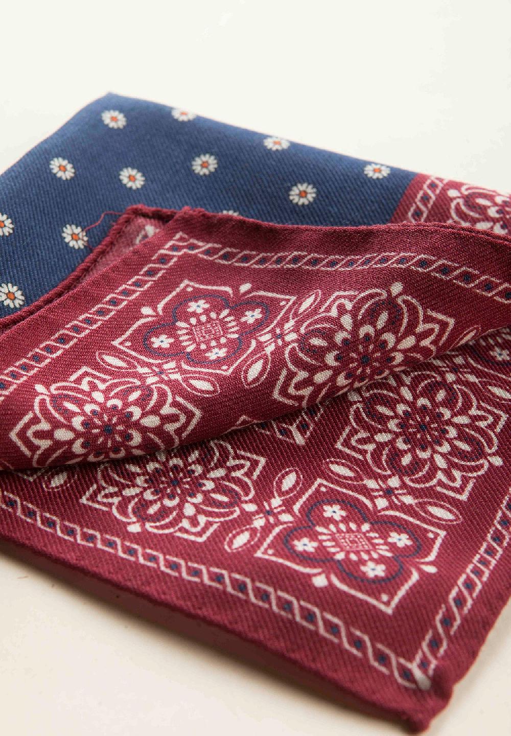 Angelico Pochette blu bordeaux fantasia fiorata lana Acquista Ora