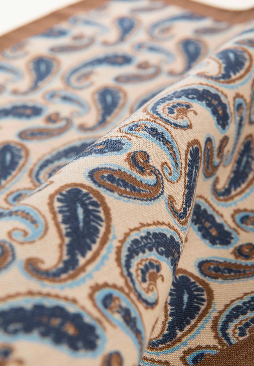 Angelico Pochette beige blu fantasia cashmere lana Consegna Veloce