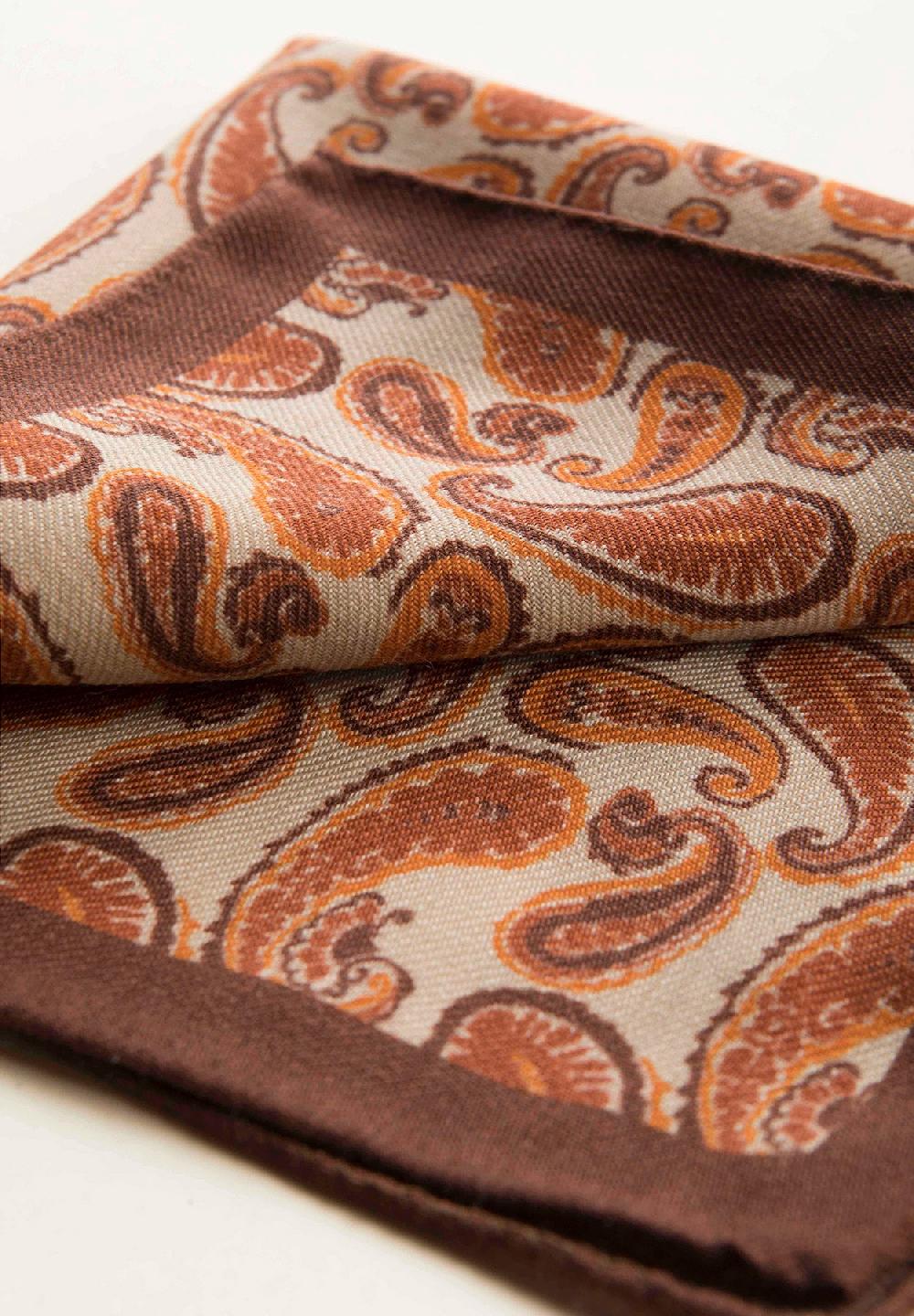 Angelico Pochette beige arancione fantasia cashmere lana Promozione Limitata