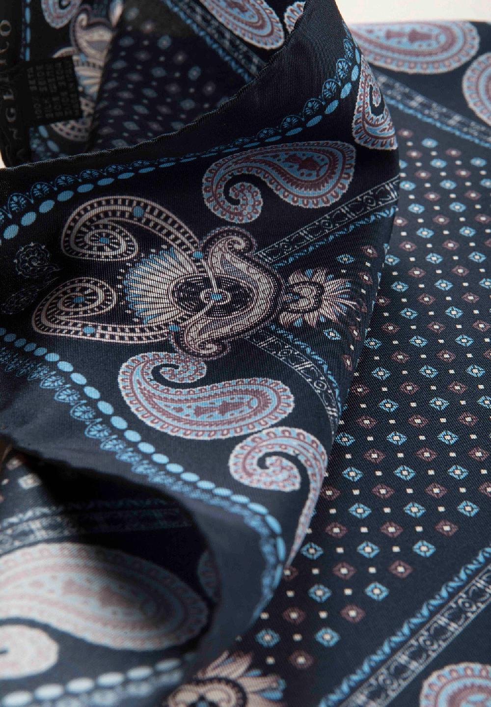 Angelico Pochette blu azzurra fantasia cashmere seta Fino Al -60%
