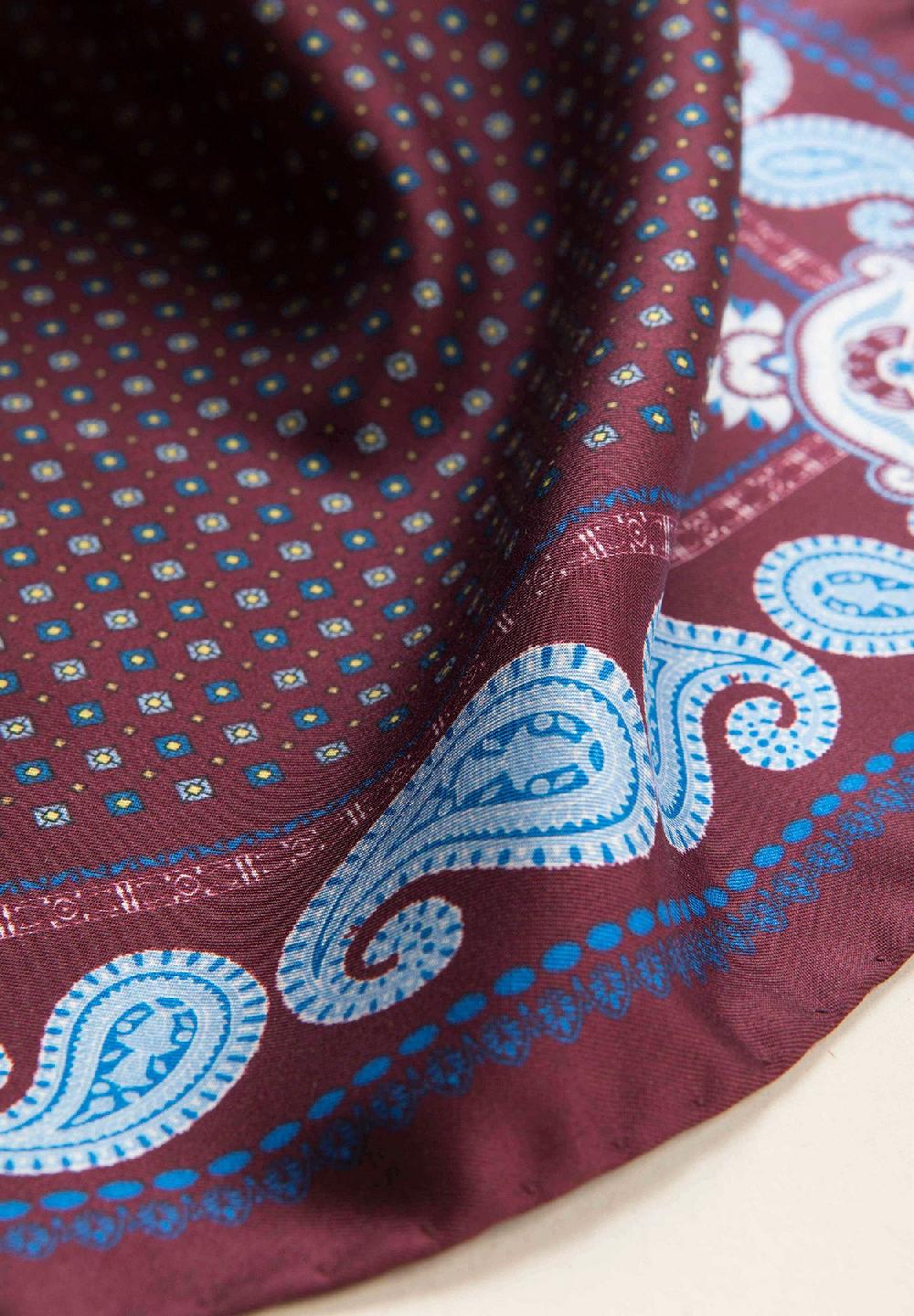 Angelico Pochette bordeaux azzurra fantasia cashmere seta Affare Del Giorno