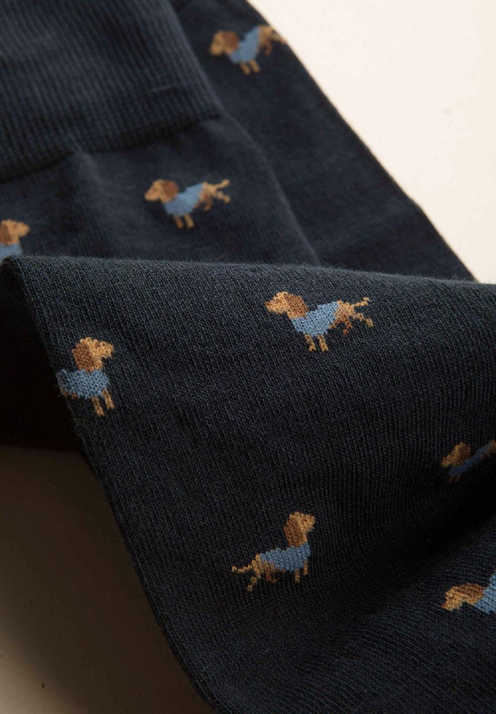 Angelico Calza blu scuro fantasia cani cotone stretch Negozio