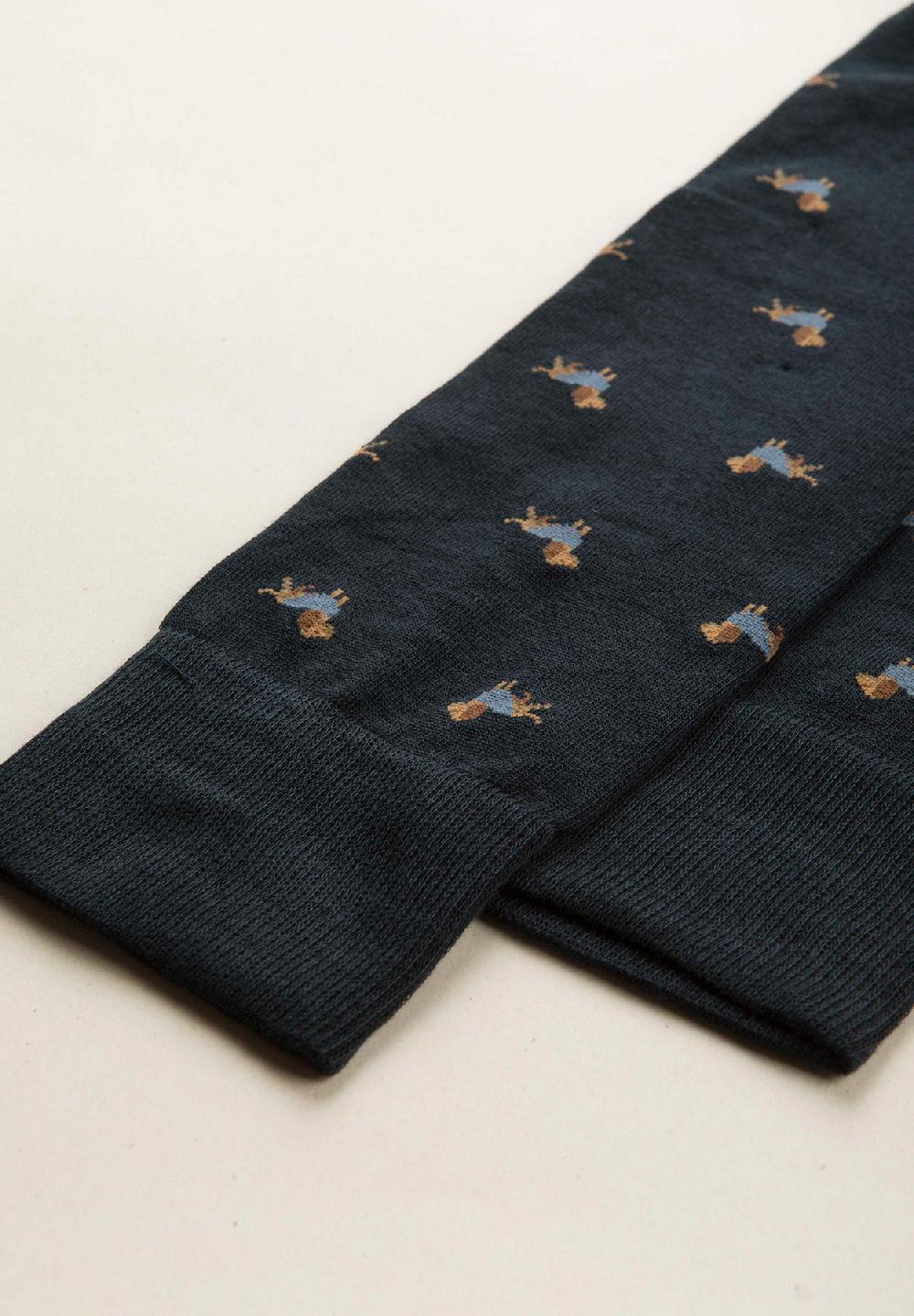 Angelico Calza blu scuro fantasia cani cotone stretch Negozio