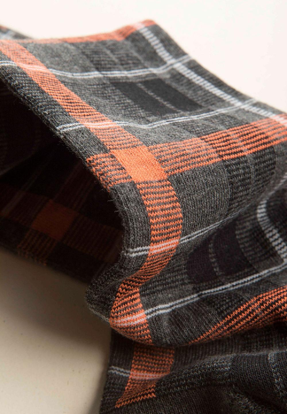 Angelico Calza antracite quadri arancioni cotone stretch 2025