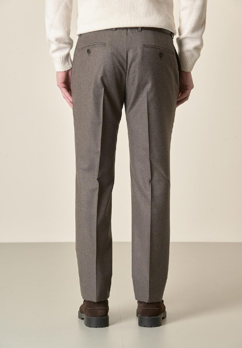 Angelico Pantalone marrone flanella lana vergine custom fit Qualità