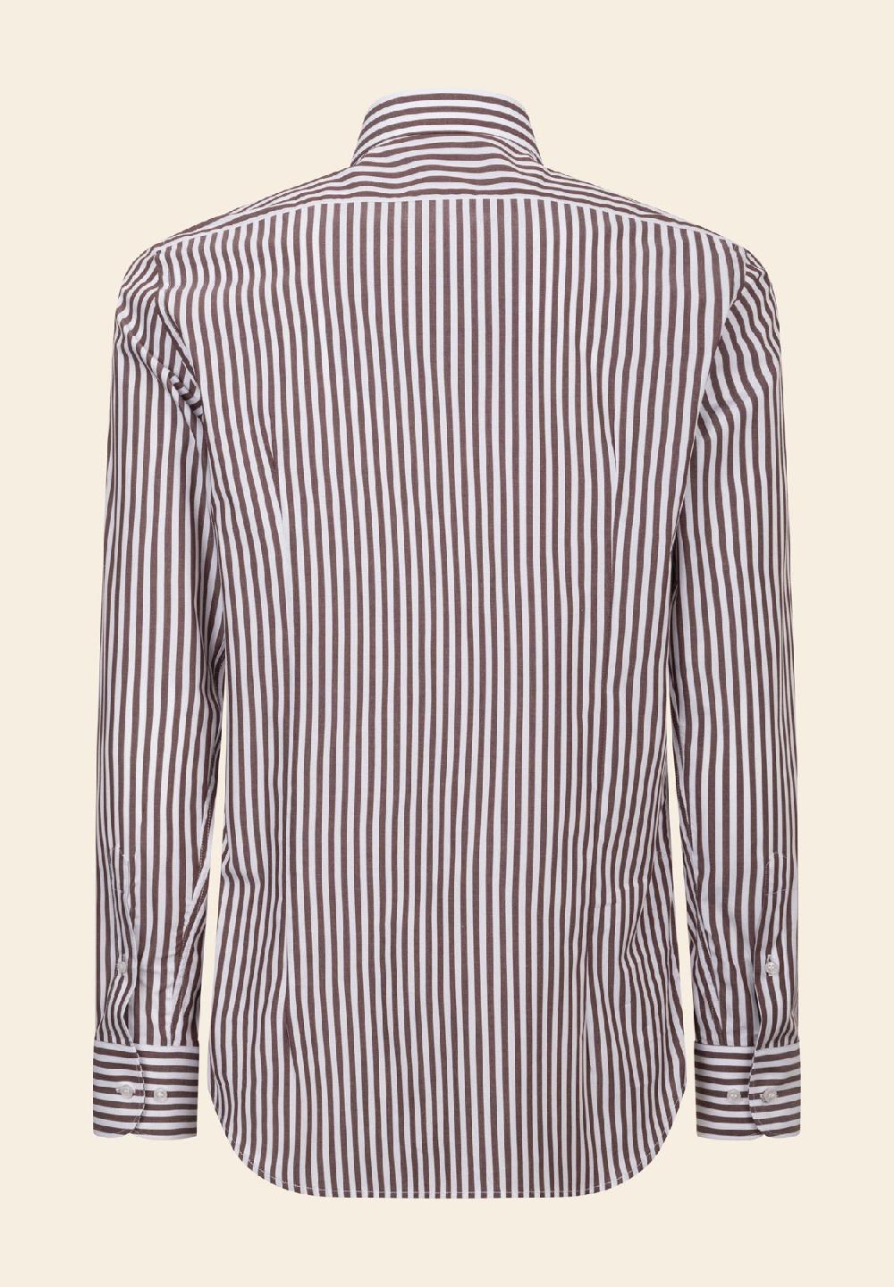 Angelico Camicia marrone bianca bacchettina cotone slim fit Acquista Ora