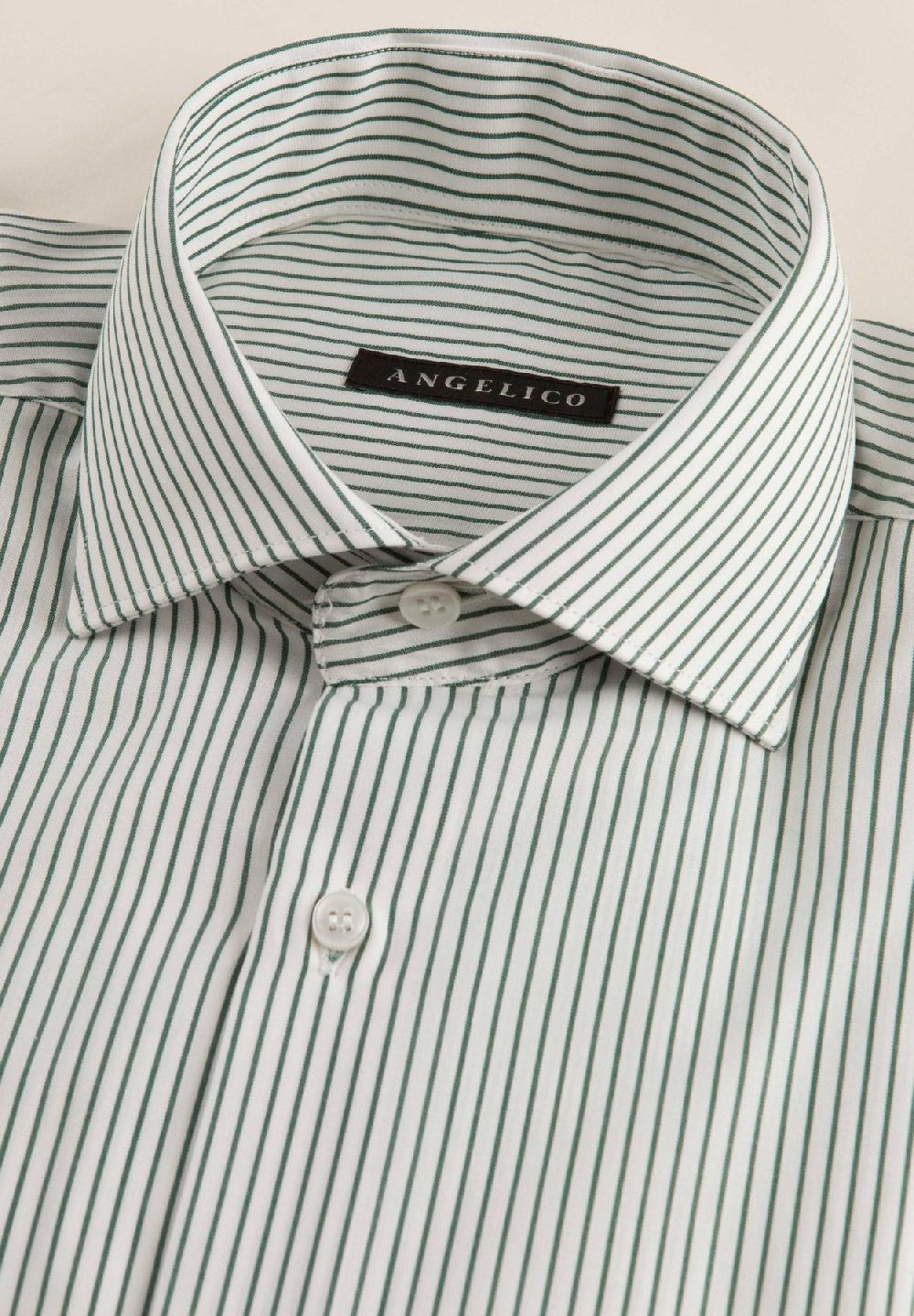 Angelico Camicia verde bianco rigata cotone regular fit Consegna Veloce