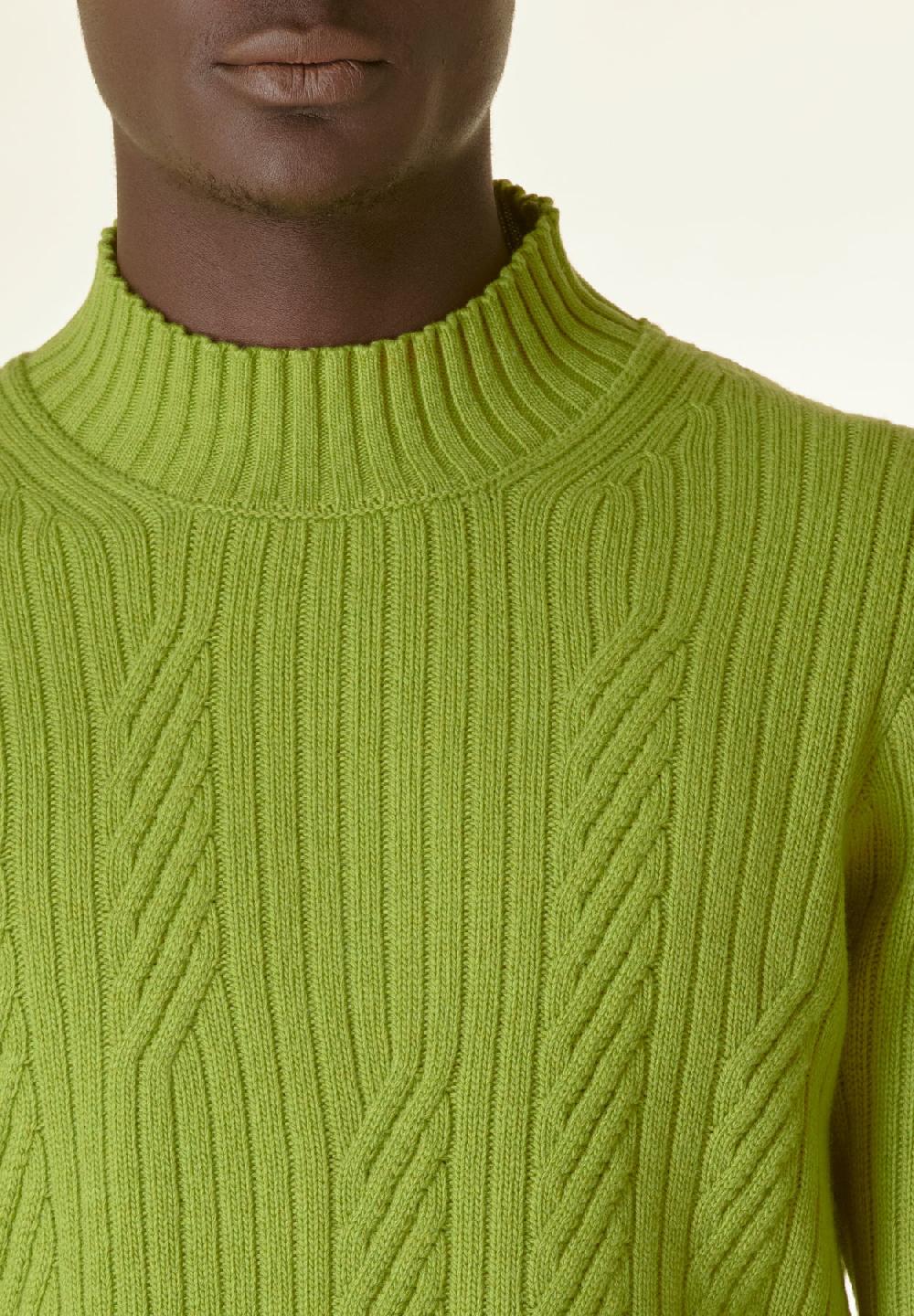 Angelico Lupetto verde acido coste e intreccio Shopping Online