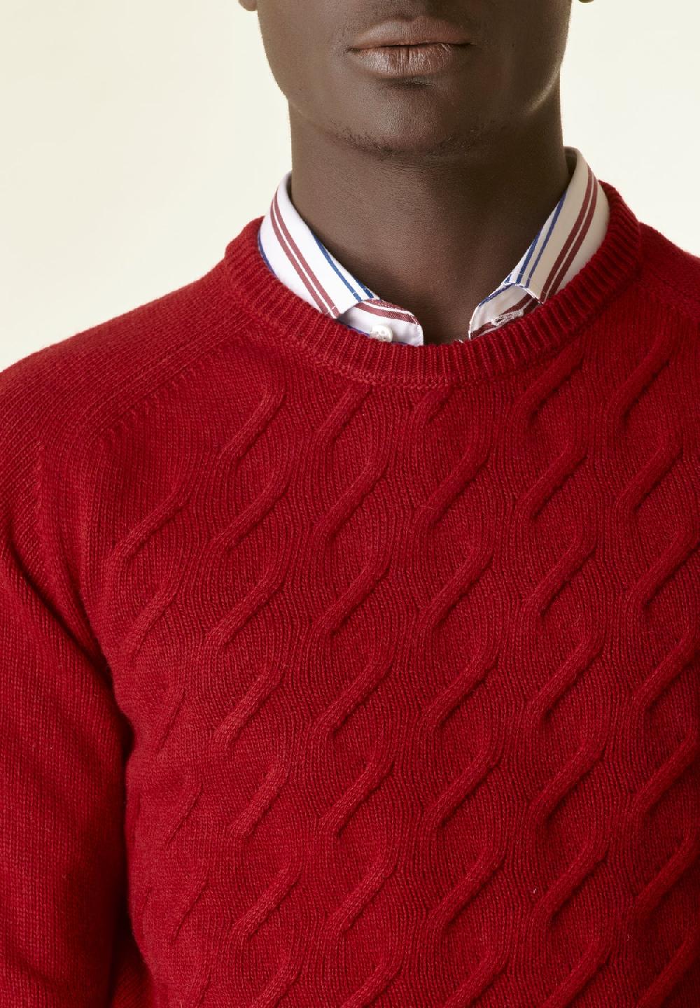 Angelico Maglia rosso scuro finte losanghe raglan Vendita Economica
