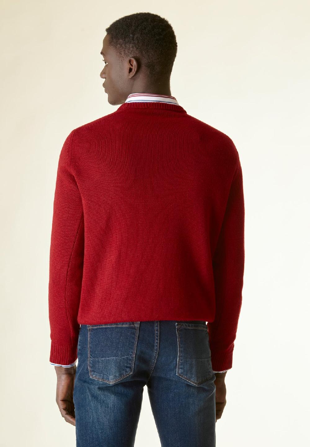 Angelico Maglia rosso scuro finte losanghe raglan Vendita Economica