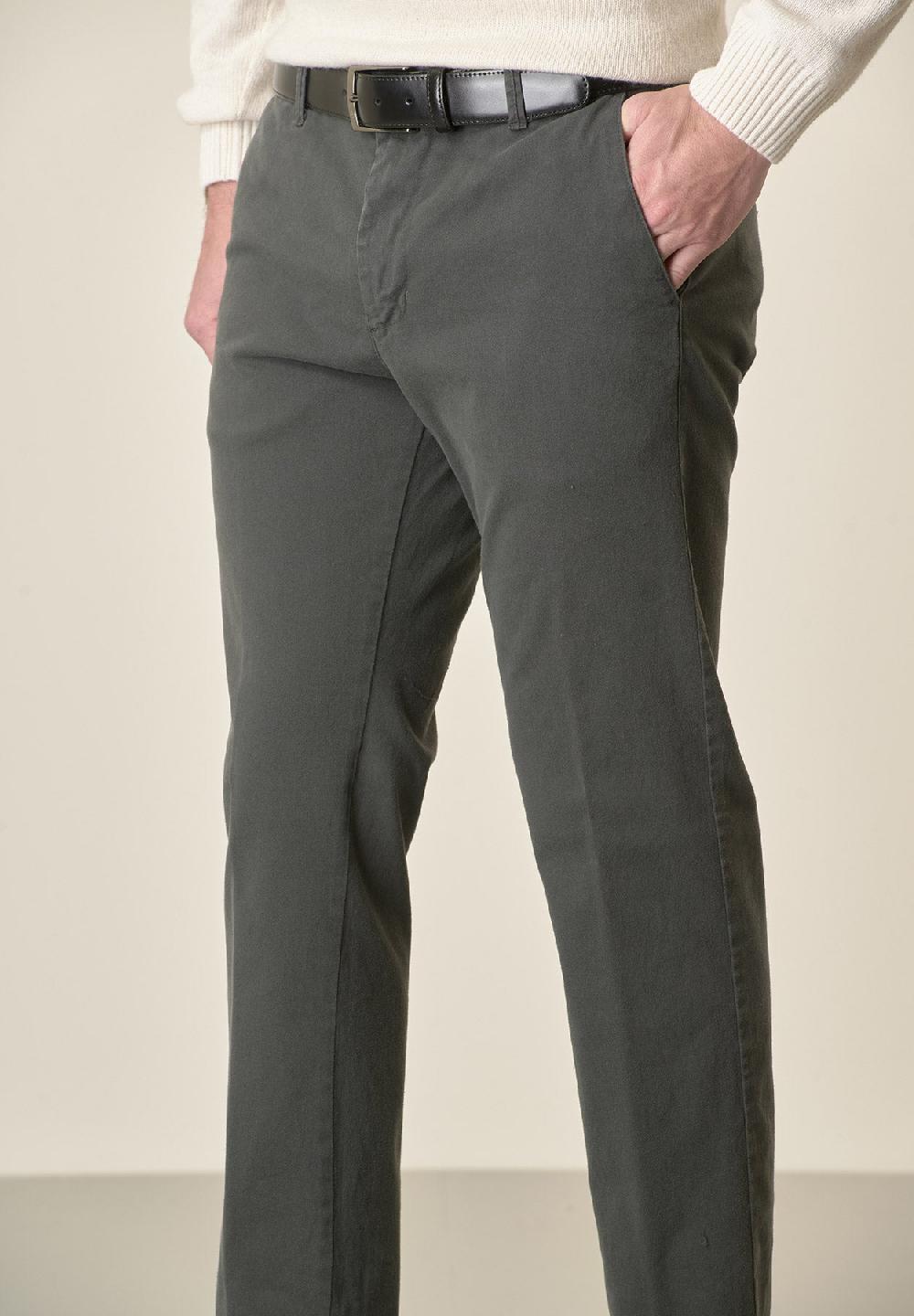 Angelico Pantalone piombo gabardina cotone stretch slim fit In Saldo