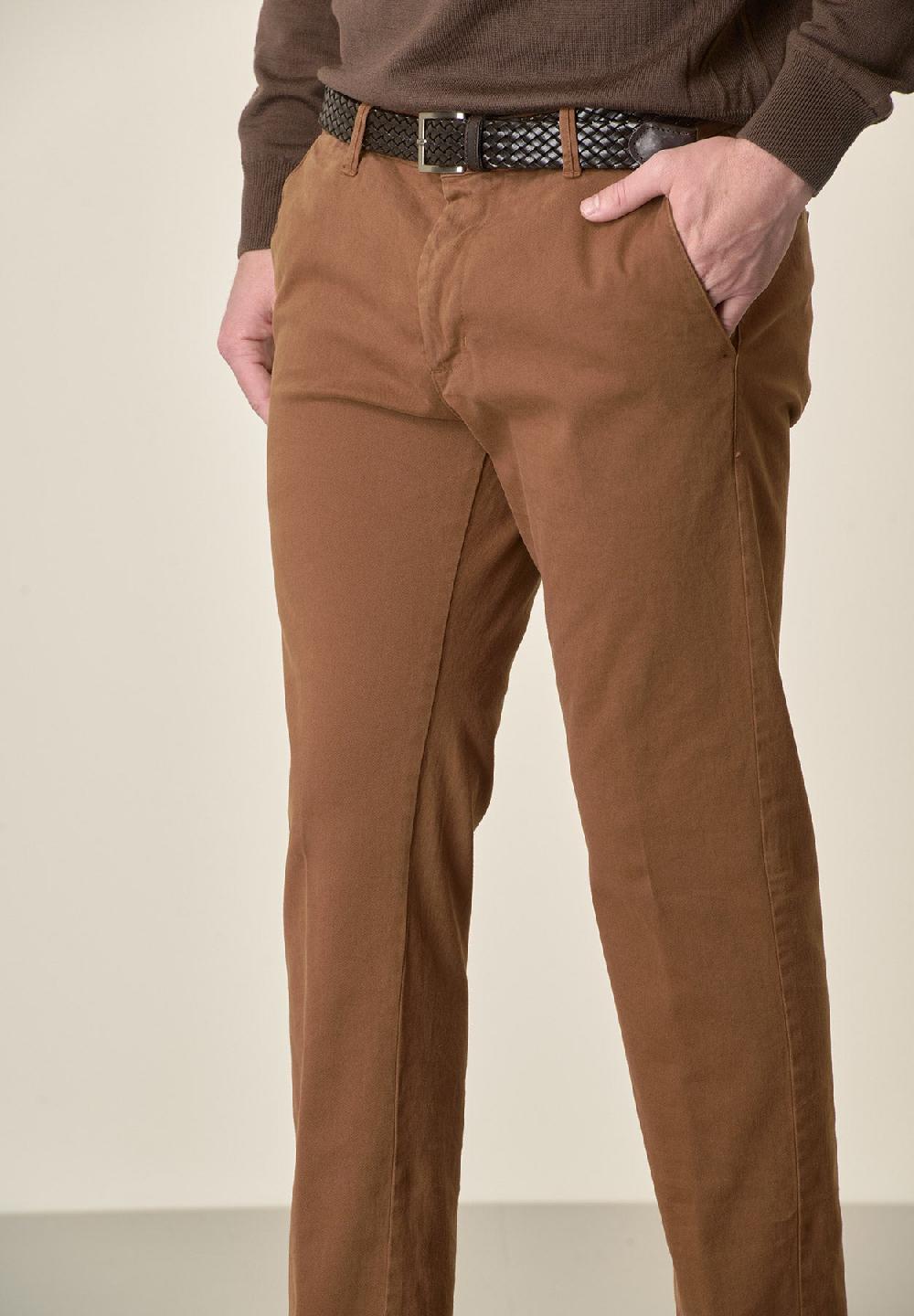 Angelico Pantalone cappuccino gabardina cotone stretch slim fit Nuova