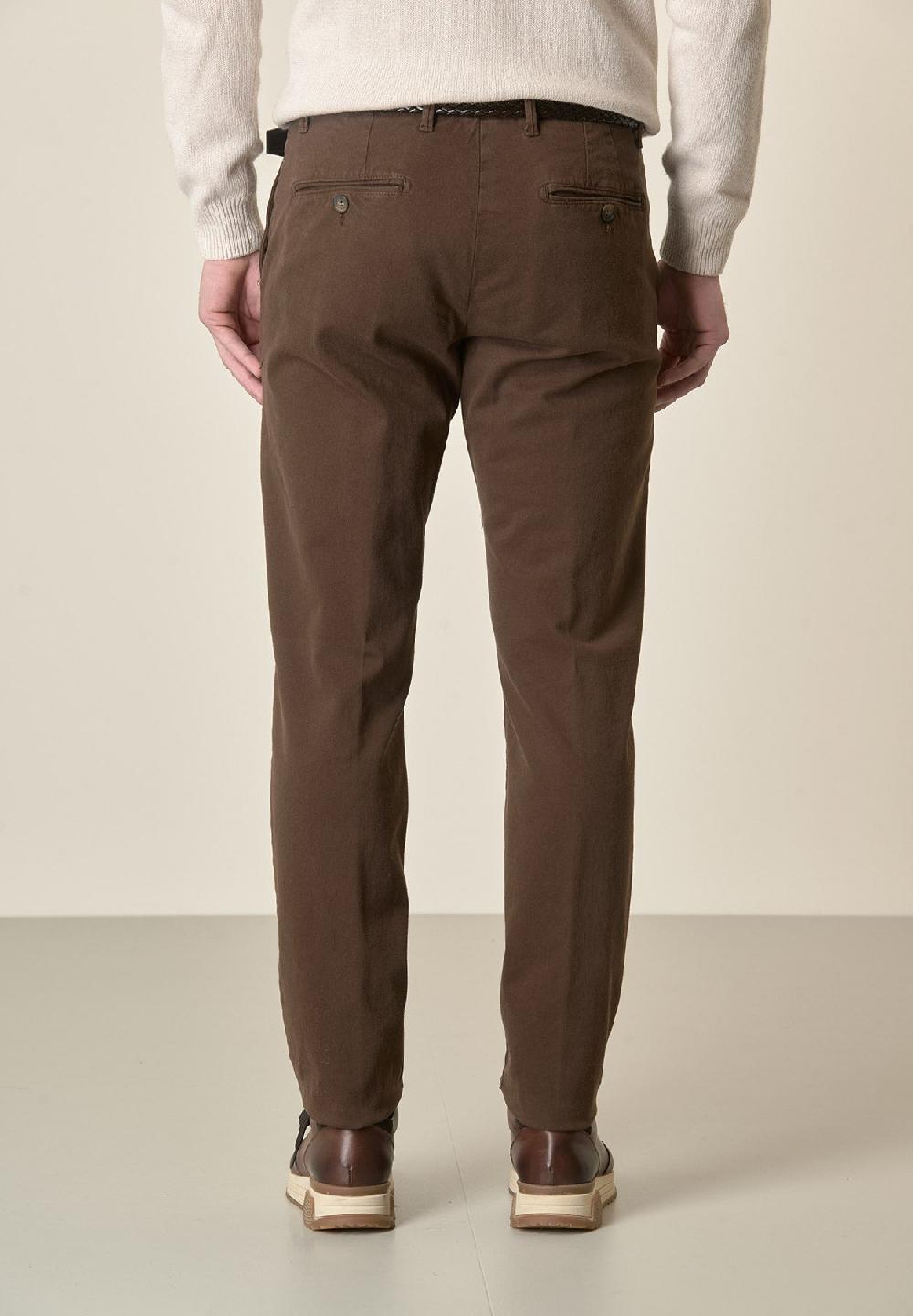 Angelico Pantalone moro gabardina cotone stretch slim fit Moda