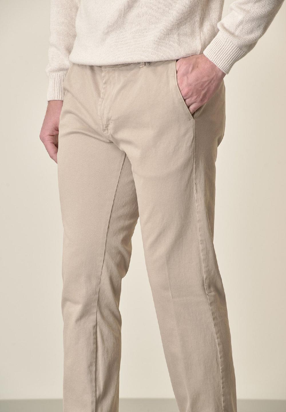 Angelico Pantalone beige gabardina cotone stretch slim fit 2025