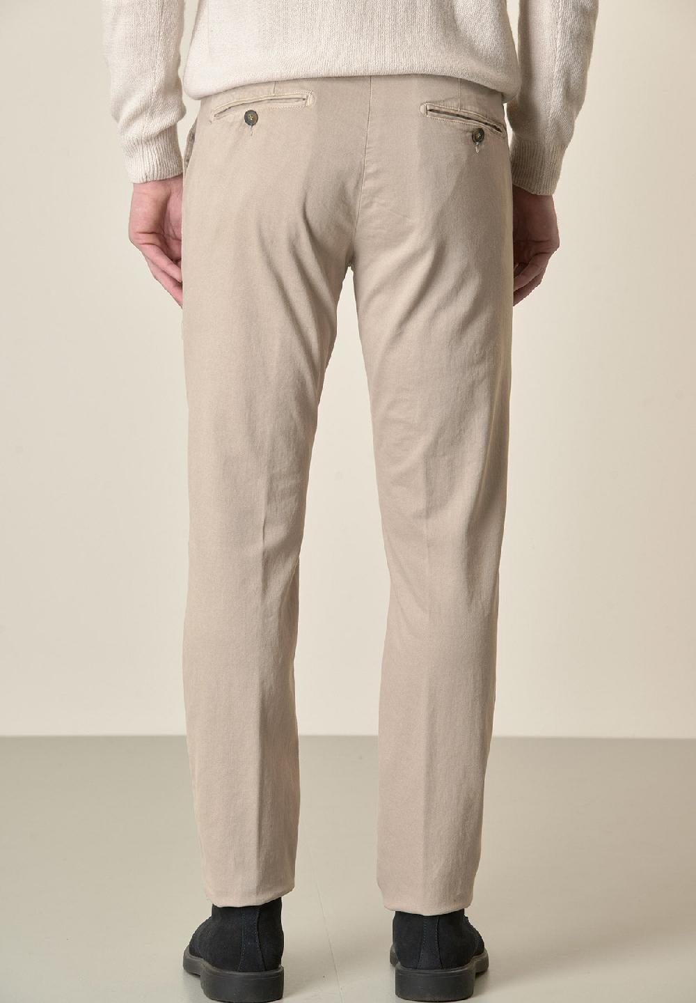 Angelico Pantalone beige gabardina cotone stretch slim fit 2025
