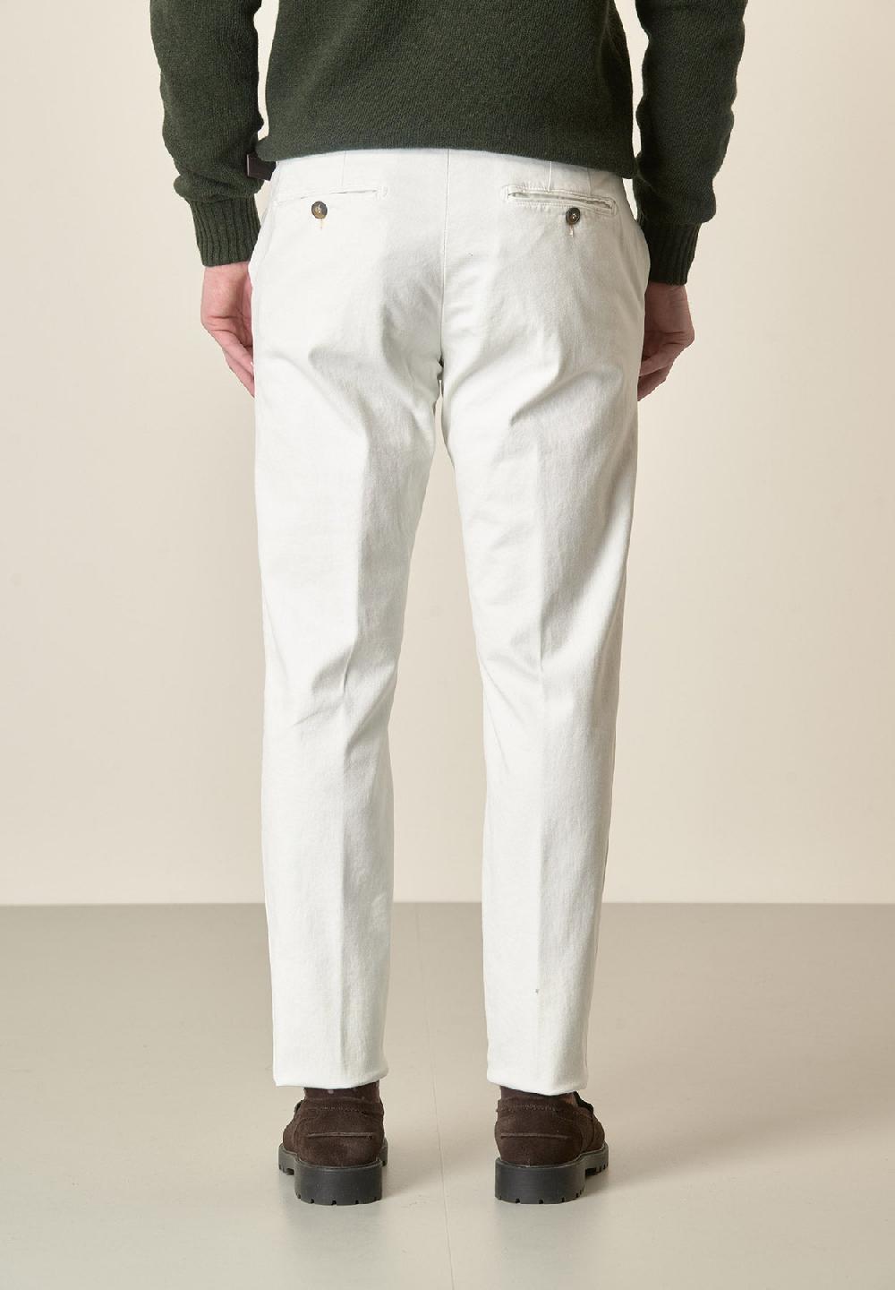 Angelico Pantalone panna gabardina cotone stretch slim fit Italy