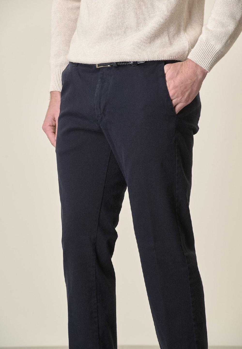 Angelico Pantalone blu gabardina cotone stretch slim fit 2025