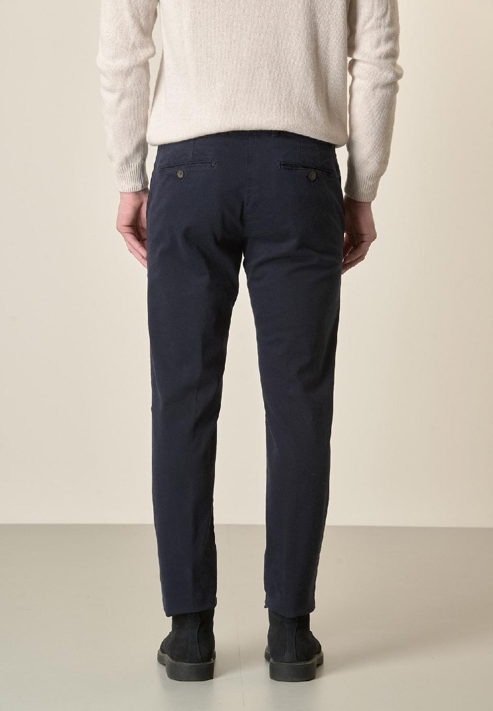 Angelico Pantalone blu gabardina cotone stretch slim fit 2025