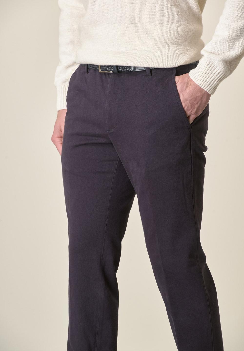 Angelico Pantalone blu sartoriale gabardina cotone regular fit Nuovo